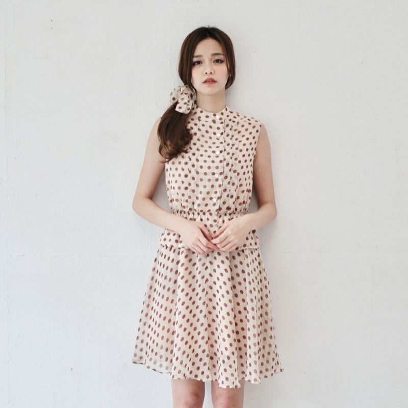 ◆ SUMI PLUS+手作系列。无袖复古洋装。CLASSICAL◆ 3SF208_半订制款 - 洋装/连衣裙 - 其他材质 橘色