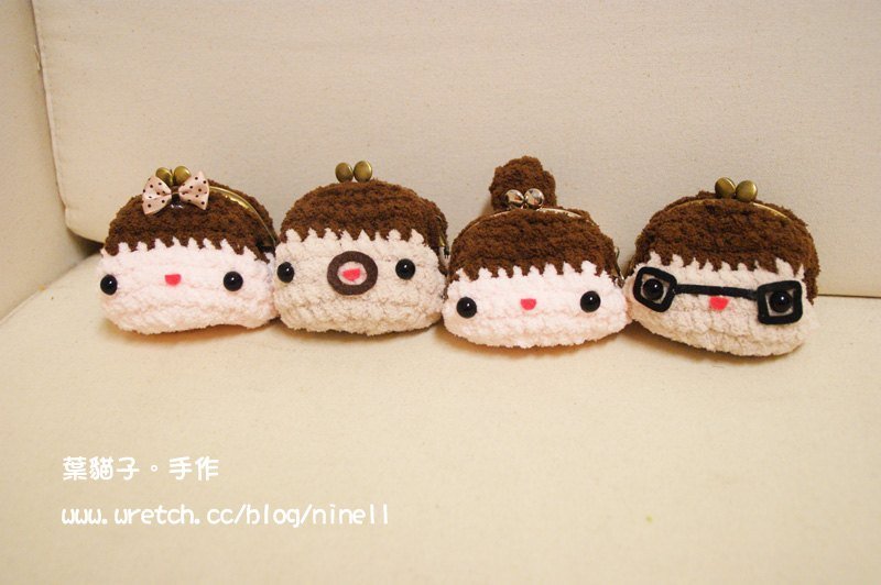【叶猫子。手作】钩针娃娃成品-短发女孩口金包 - 玩偶/公仔 - 其他材质 粉红色