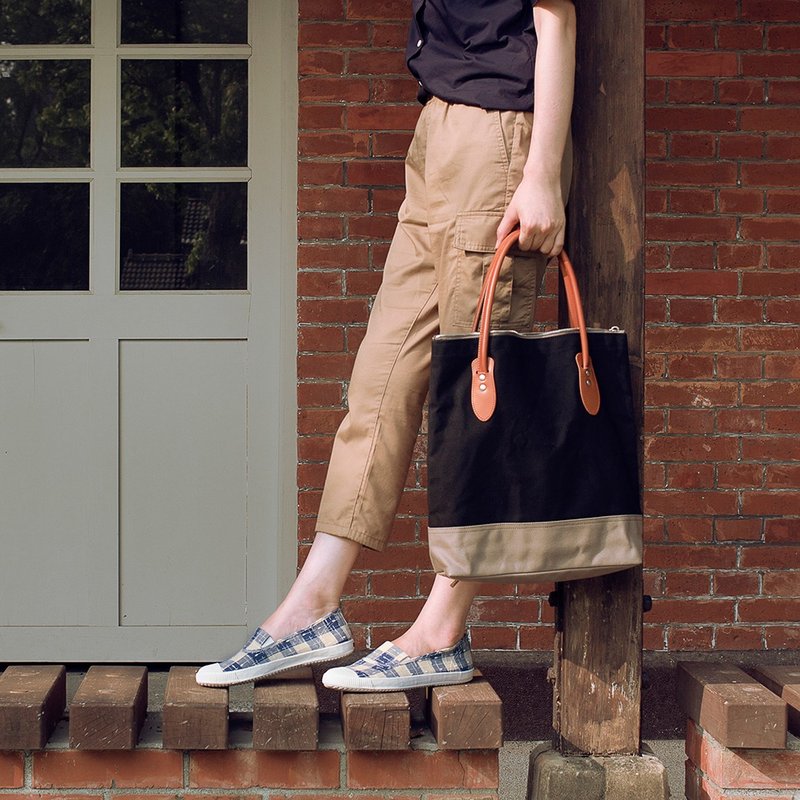 【最后一双】日式花布鞋/帆布鞋/娃娃鞋/蓝格纹/最后一双/24*1 - 女款休闲鞋 - 其他材质 蓝色