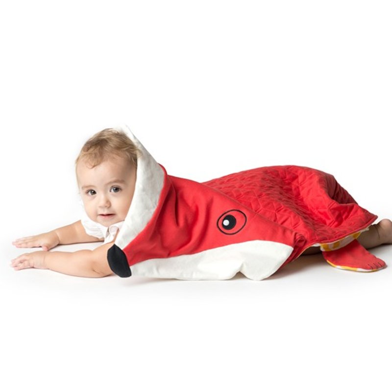 【超可爱新鲜货】新加坡PERIPOP 3 in ONE多功能 小狐狸宝宝毯 - 满月礼盒 - 棉．麻 红色