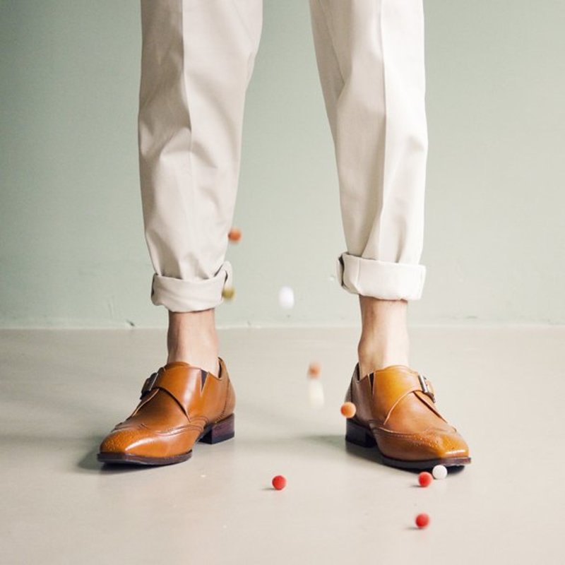 O’Ringo林果良品│翼纹单扣孟克鞋│栗焦糖色│父亲节推荐 - 男款休闲鞋 - 其他材质 咖啡色