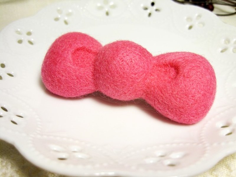 羊毛毡 啾啾发夹-浅桃红 - 发饰 - 羊毛 红色
