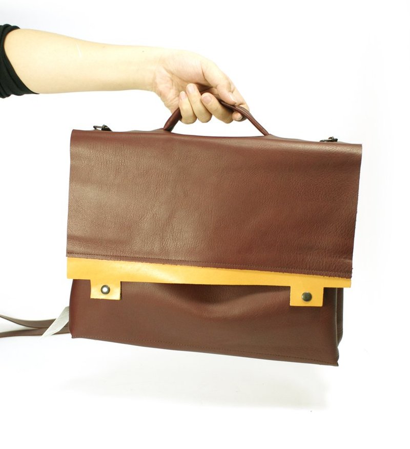 SAC CARTABLE(酒红色) - 侧背包/斜挎包 - 真皮 黑色