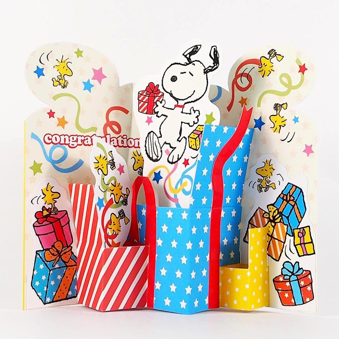 Snoopy 收到礼物好开心【Hallmark 立体卡片 生日祝福】 - 卡片/明信片 - 纸 多色
