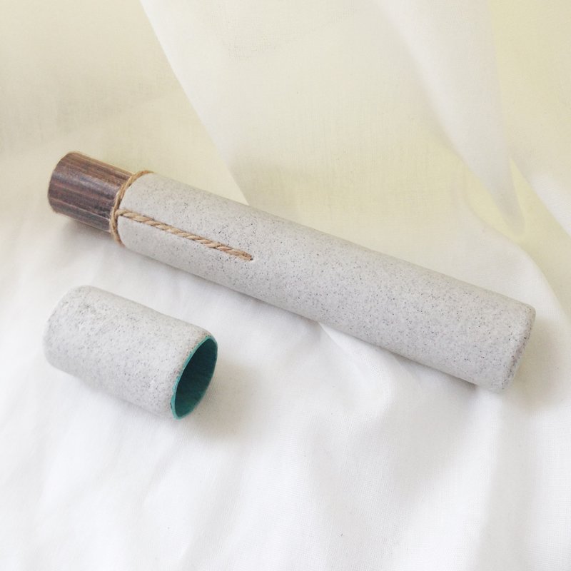 温润的。木纹。石化。笔盒。 - 铅笔盒/笔袋 - 纸 灰色