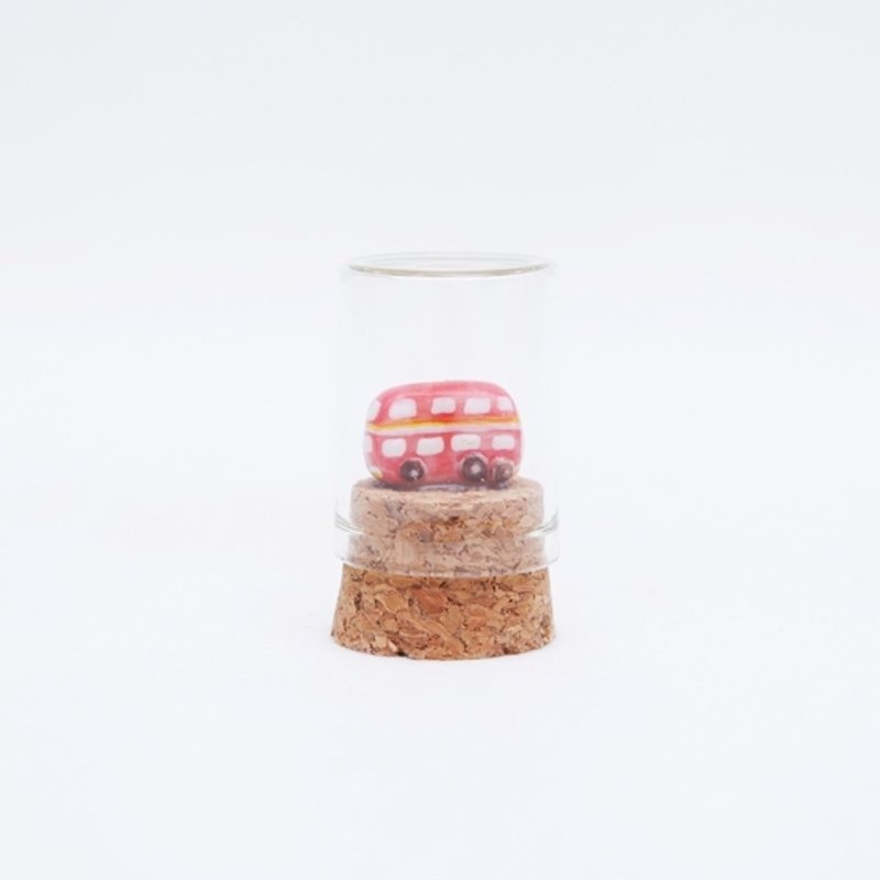 原创趣味纯手工可爱摆件 玻璃瓶里的陶瓷 小车 大巴 景德镇制 - 摆饰 - 其他材质 