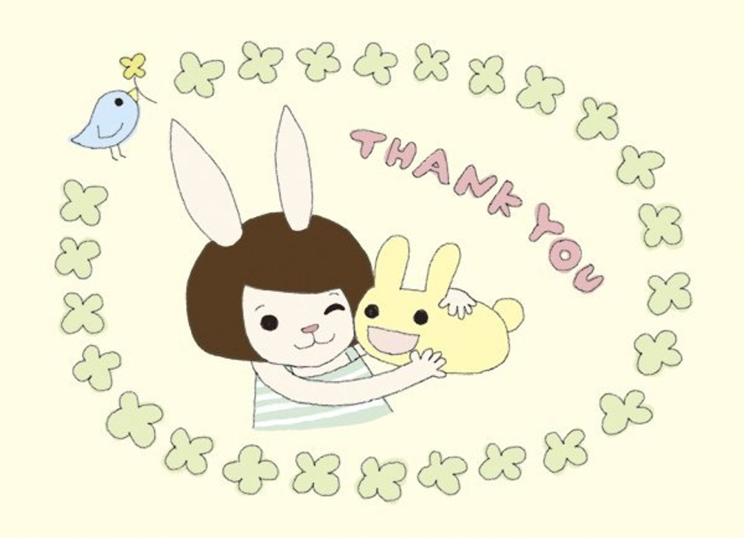 兔子系列。插画明信片-THANK YOU - 卡片/明信片 - 纸 