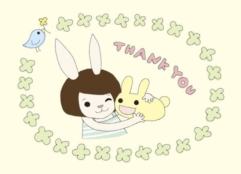 兔子系列。插画明信片-THANK YOU - 卡片/明信片 - 纸 