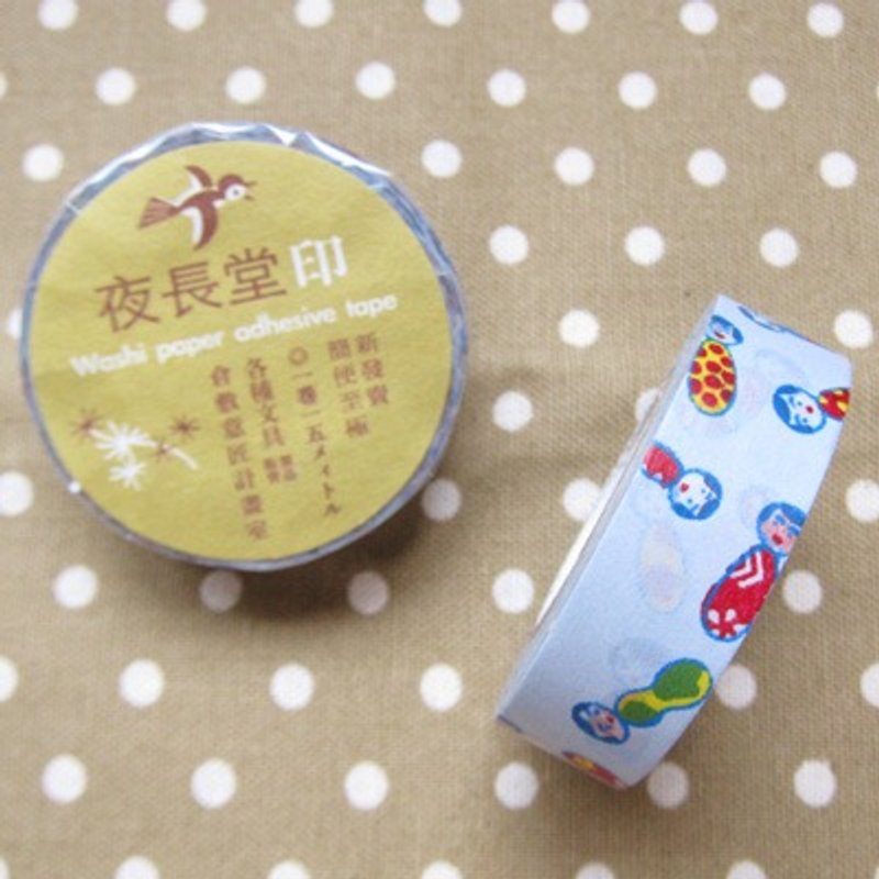 仓敷意匠和纸胶带【夜长堂日本人偶娃娃-灰色(26338-04)】 - 纸胶带 - 纸 蓝色