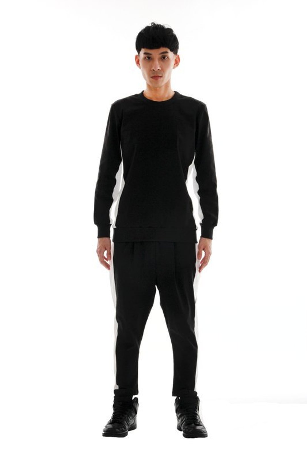 Sevenfold 2013 A/W black/white (Side) splicing sport pants 黑白(侧边)剪接运动裤 - 男士长裤 - 棉 黑色