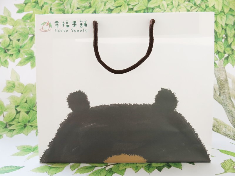 幸福果铺-送礼专用提袋-黑熊款-大3K白色 - 其他 - 纸 白色