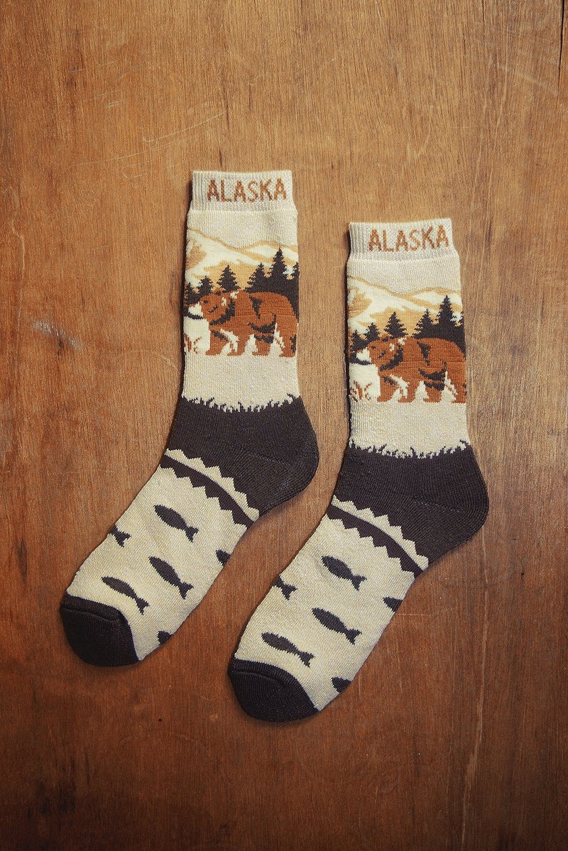 熊与鱼全毛巾袜 !!夏漪眺=knock your socks off !! - 袜子 - 其他材质 卡其色