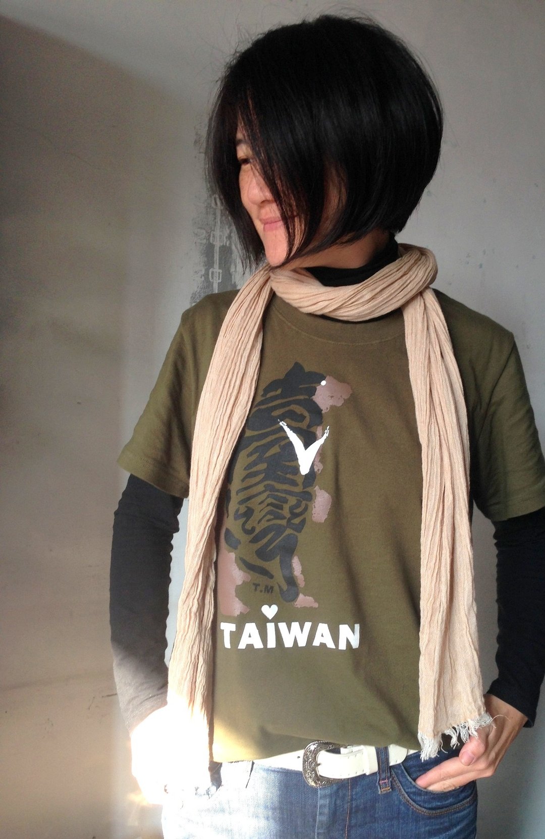 台湾黑熊纯棉T恤 - 女装 T 恤 - 棉 绿色
