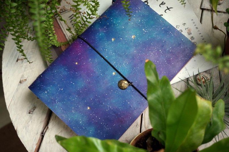 手染宇宙星空 A5 笔记本 手帐 书衣 - 笔记本/手帐 - 真皮 紫色