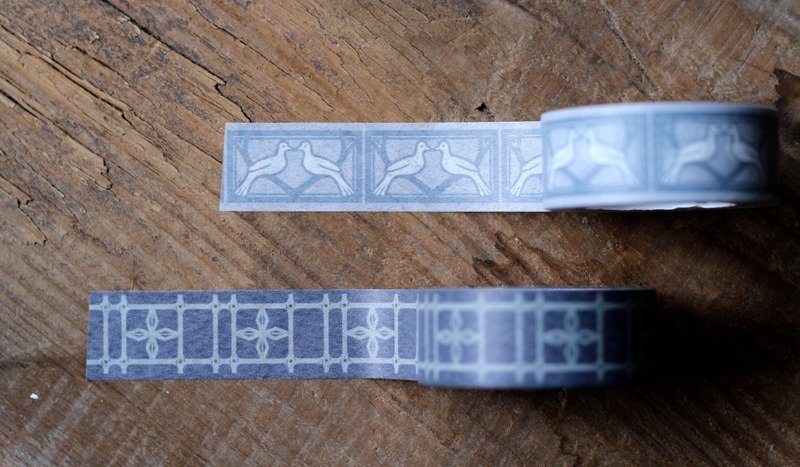 老窗花纸胶带 ◘ 小鸟水泥砖 - 纸胶带 - 纸 灰色