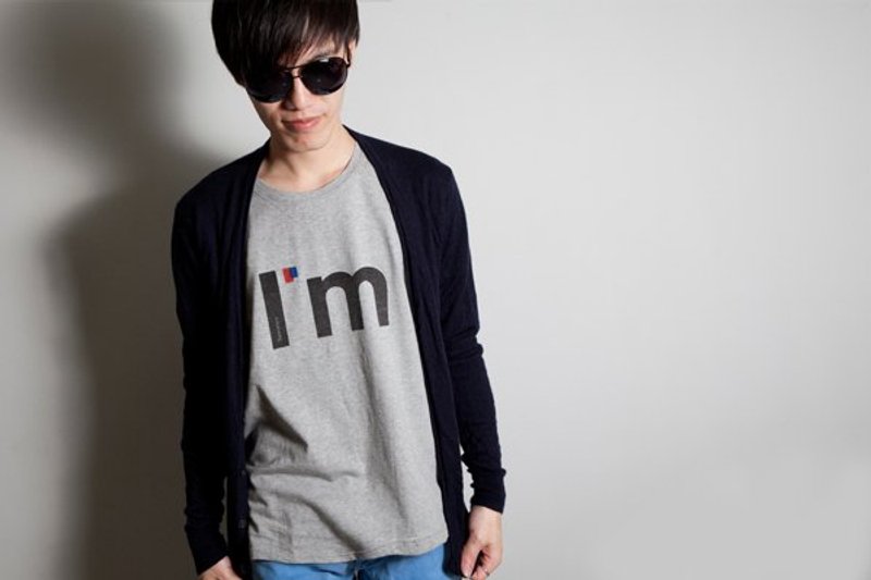 手绘手印TEE 【 I'm 】男/女 - 男装上衣/T 恤 - 棉．麻 黑色