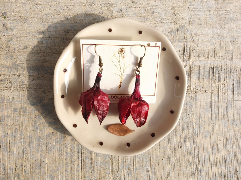 展开的心脏 棉花壳耳环(单) - 耳环/耳夹 - 植物．花 红色