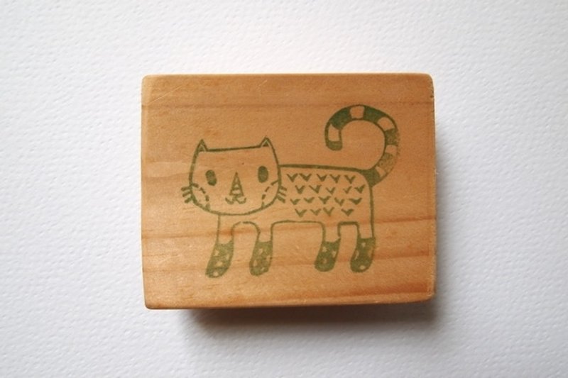 《袜子猫咪》手工印章 - 印章/印台 - 橡胶 咖啡色