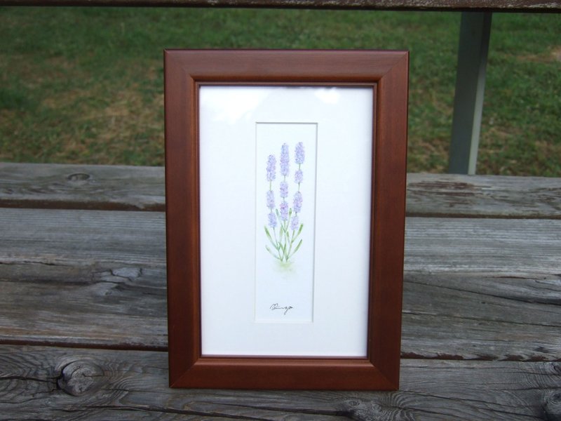 薰衣草 等待爱情 水彩花草插画裱框画 情人礼物(原画) - 海报/装饰画/版画 - 木头 