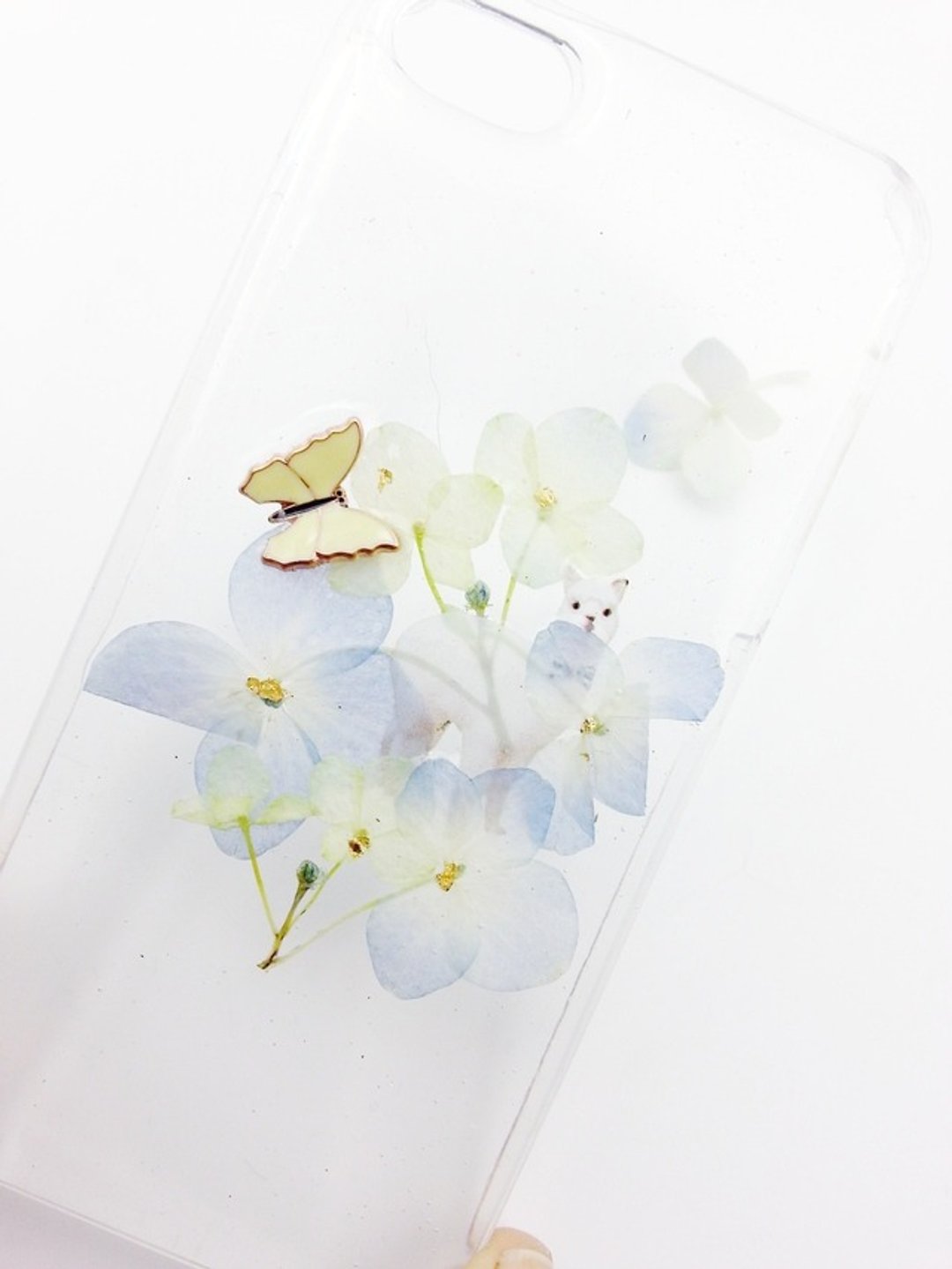 【Lost and find】 羊驼 绣球花 蝶 phone case手机壳 - 手机壳/手机套 - 塑料 蓝色