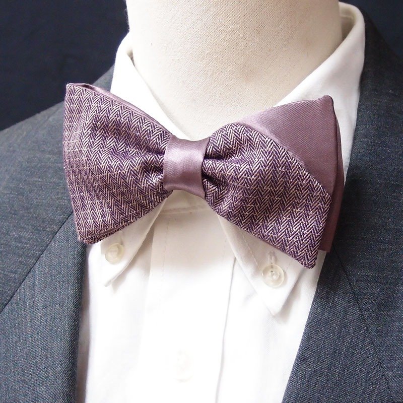 丁香紫色双面气质剪裁领结bowtie - 双面可用*情人節*新年* - 领结/领巾 - 其他材质 紫色