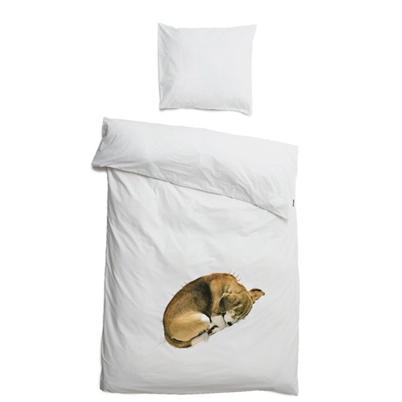 [荷兰SNURK ]创意床套2件组(枕头套+被套)- 窝心小狗狗-单人尺寸 <出清特价> - 寝具 - 棉．麻 金色