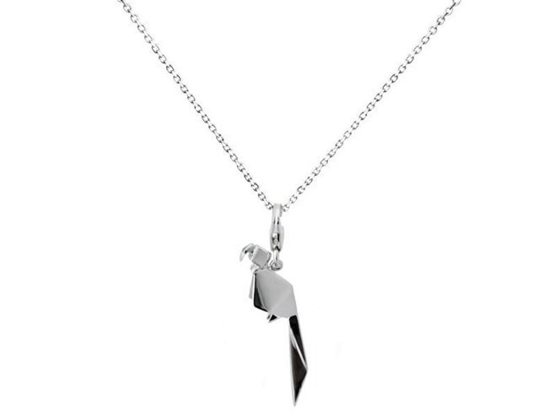 童话折纸 蜜糖鹦鹉纯银项链 - 项链 - 其他金属 灰色