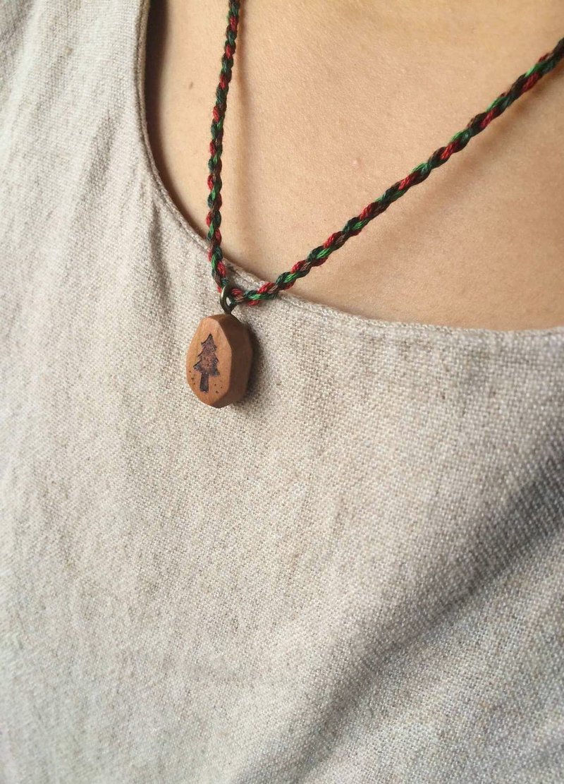//烧画项链// 森林小树 - 项链 - 木头 咖啡色
