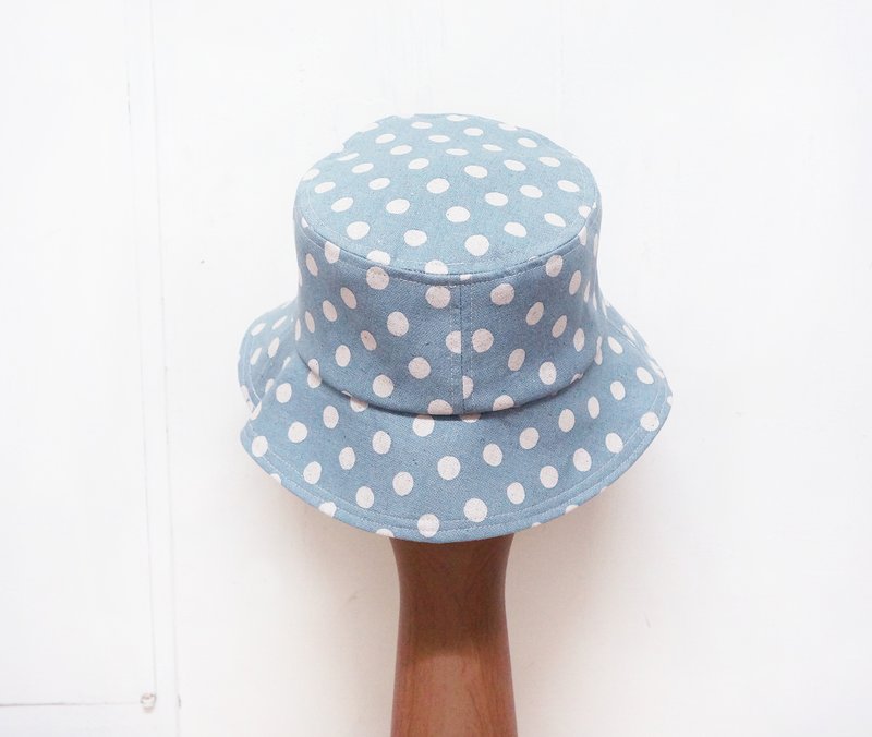 Mouton blanC 好春日渔夫帽 _ 飘着白色小花的粉蓝湖泊 - 帽子 - 其他材质 蓝色