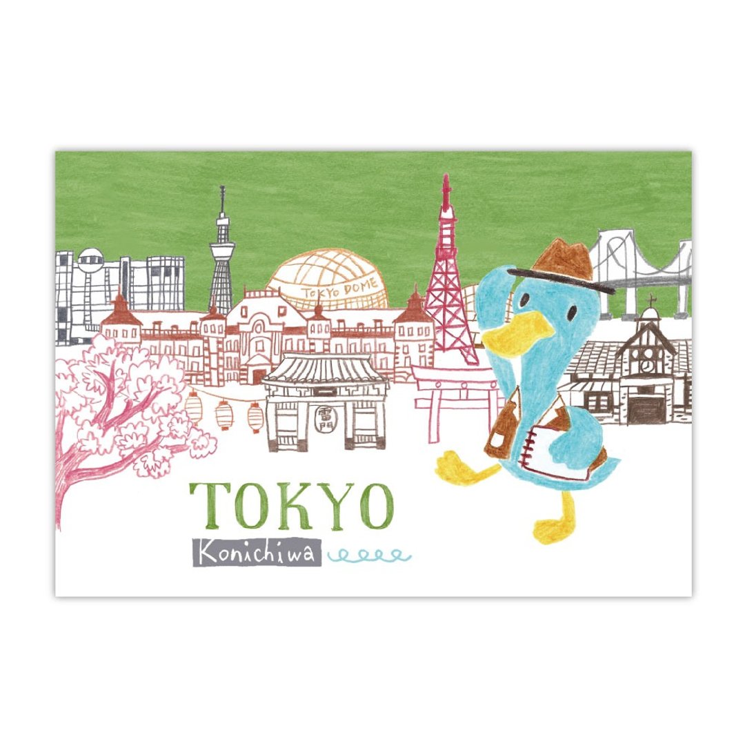[Poca] 插画明信片：飞游城市系列　东山先生游日本东京（编号03） - 卡片/明信片 - 纸 蓝色