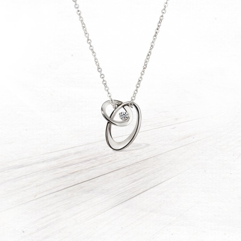 金点设计奖【依偎 Snuggle】 316L白钢锆石项链 - 项链 - 其他金属 灰色