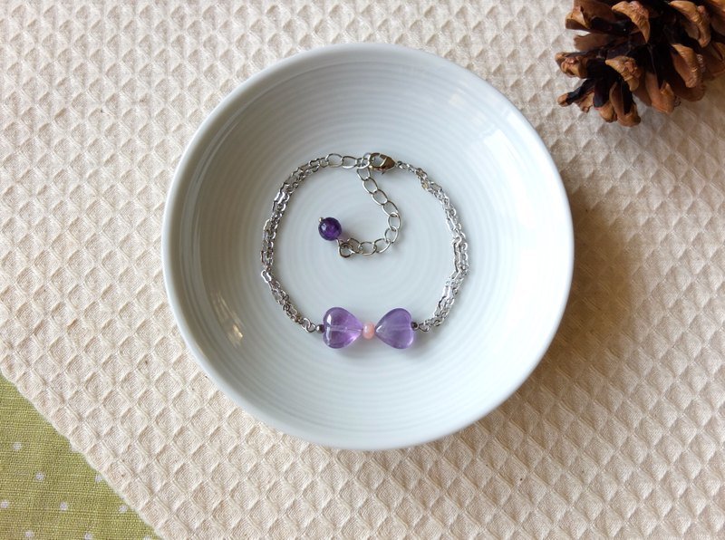 {TomorRong}心印心 || 紫水晶蝴蝶结手链 - 手链/手环 - 宝石 紫色