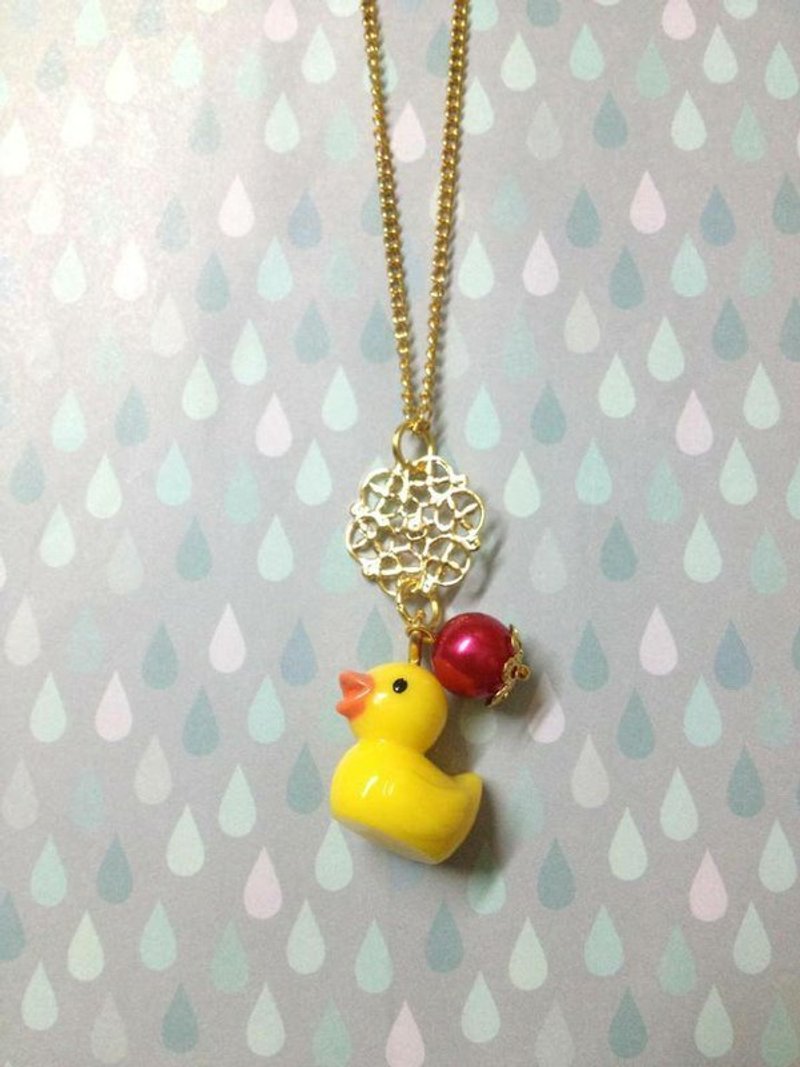 {MilkyKiss} ．黄色小鸭金铜花片项炼 - 项链 - 其他金属 