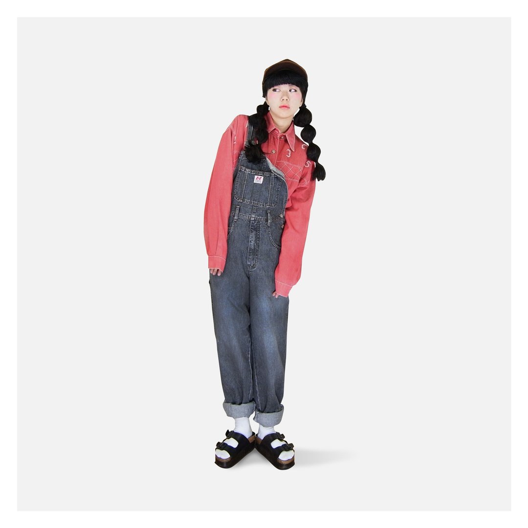 A·PRANK :DOLLY :: 复古着VINTAGE-Handfoot灰黑刷白牛仔丹宁吊带长裤 - 背带裤/连体裤 - 纸 多色
