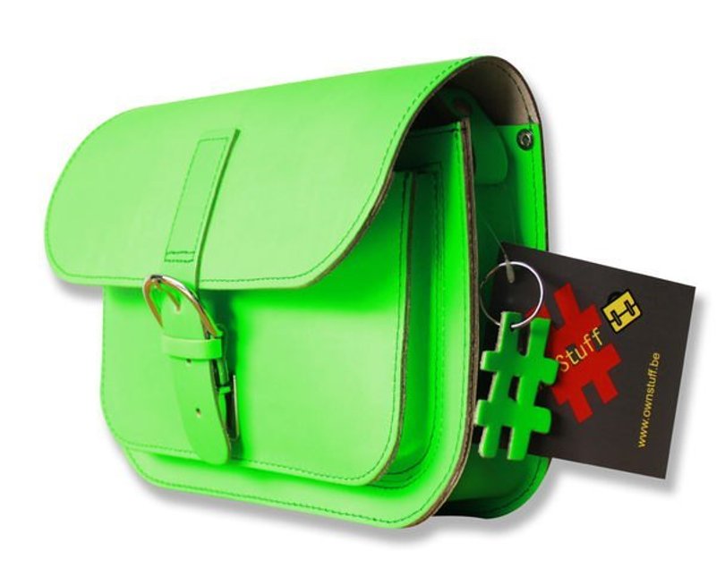 #OWN STUFF 比利时手工包 NEON GREEN - 侧背包/斜挎包 - 真皮 红色