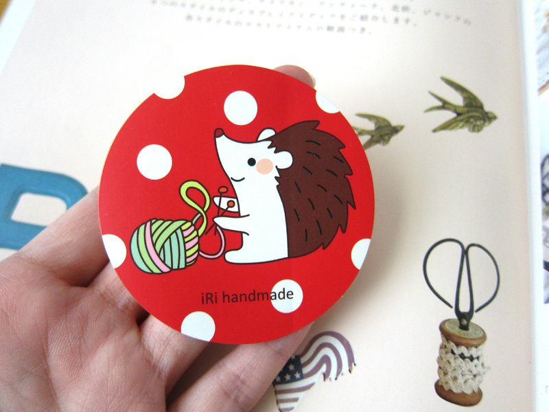 织毛线小刺猬圆点贴纸 - 贴纸 - 纸 