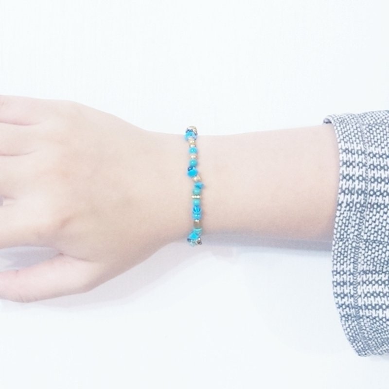 〈 海 〉 黄铜手链手环 (极少量创作仅2件) - 手链/手环 - 其他材质 蓝色