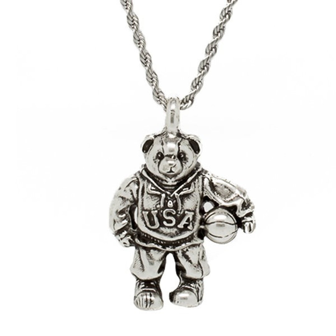 美国旧金山品牌 "MISTER" Mr. Teddy 银项链 - 项链 - 其他金属 黑色