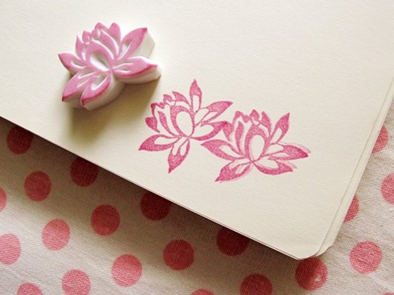 Apu手工章 中华风小号莲花/荷花印章 手帐印章 - 印章/印台 - 橡胶 