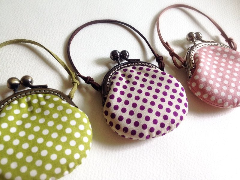 hm2。点点控。轻怀旧小包 京都紫 - 零钱包 - 棉．麻 紫色