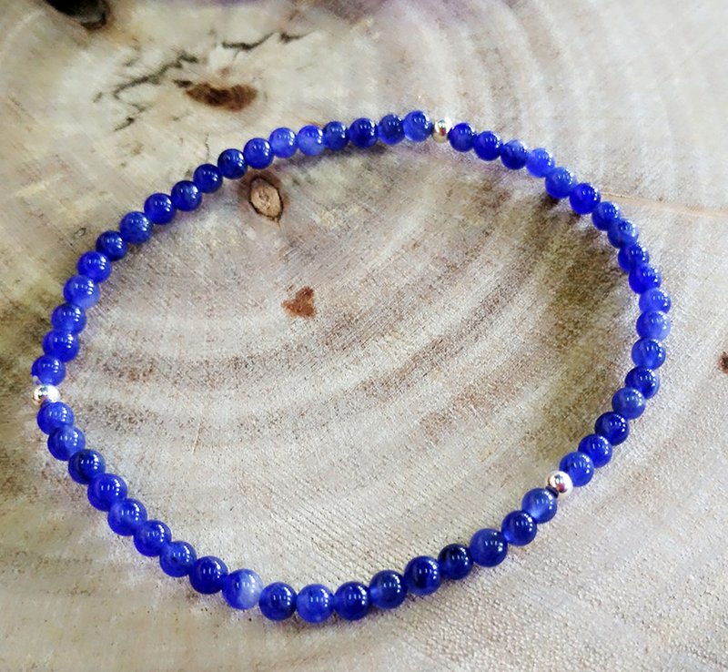 ‘天然半宝石-幸运石系列’苏打石(方纳石)纯银手链 - 手链/手环 - 宝石 蓝色