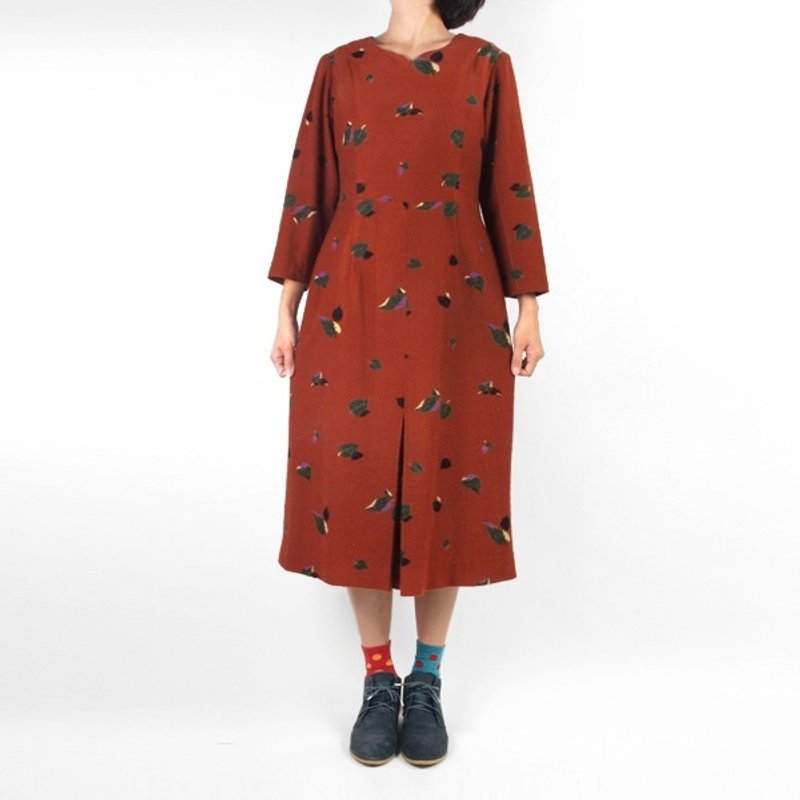 │moderato│叶子是不会飞翔的翅膀洋装│森林复古.女朋友.独特.文艺 - 洋装/连衣裙 - 其他材质 橘色