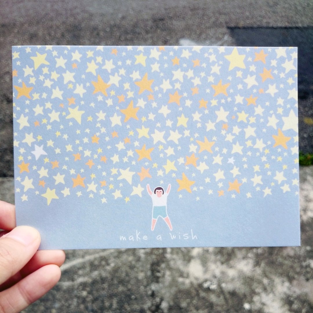 明信片-Make a Wish-蓝 - 卡片/明信片 - 纸 蓝色