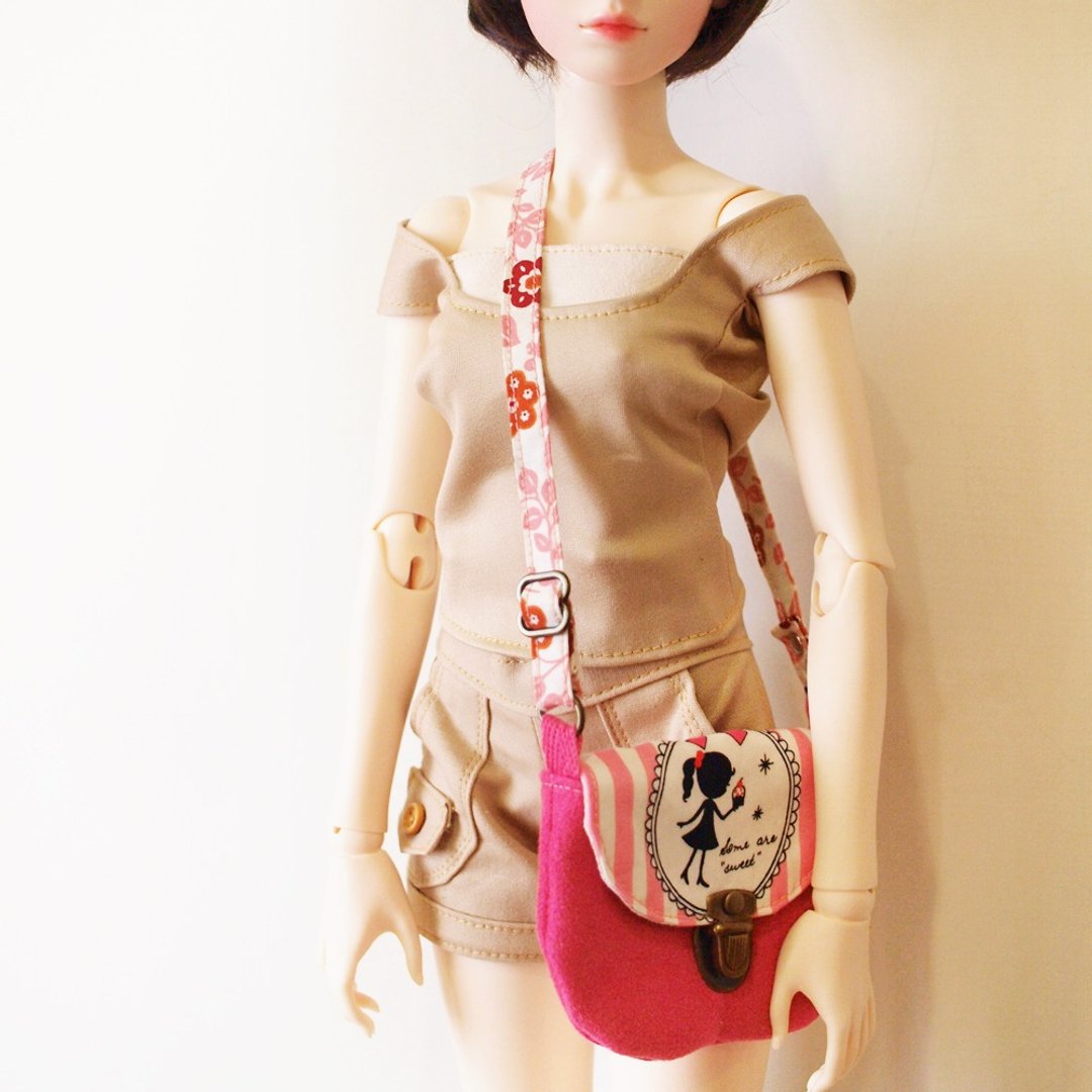1pinfun 迷你 斜背包  Doll BJD 人形玩偶专用 桃红 - 侧背包/斜挎包 - 其他材质 粉红色