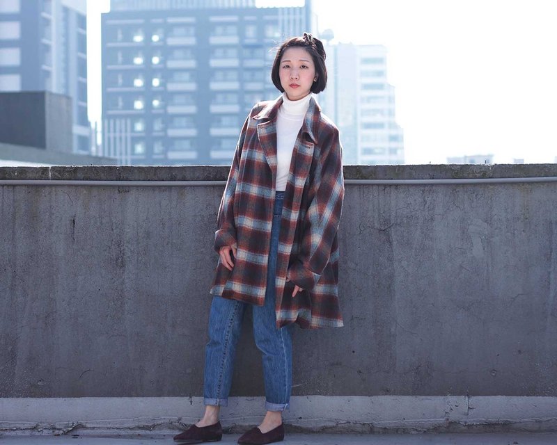 毛呢大衣--红色格纹【c14122901】 - 女装休闲/机能外套 - 其他材质 多色