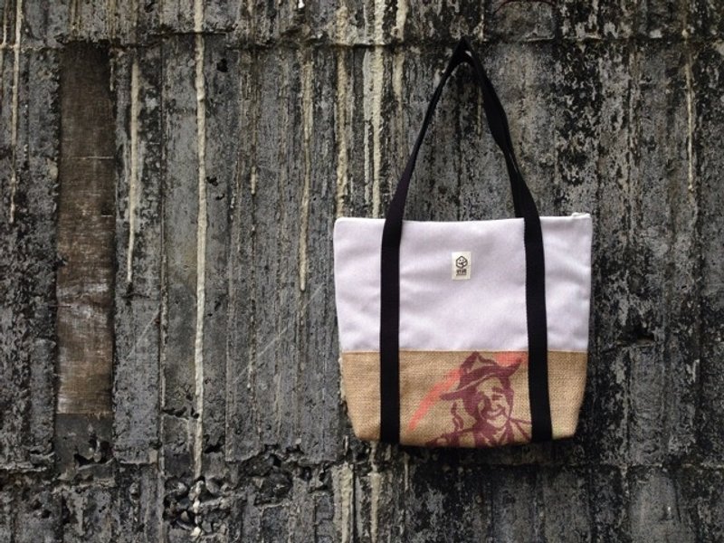 手作×咖啡麻布 / 托特包 / 斜背包 / 特制系列 麻布花色款 - 侧背包/斜挎包 - 其他材质 金色