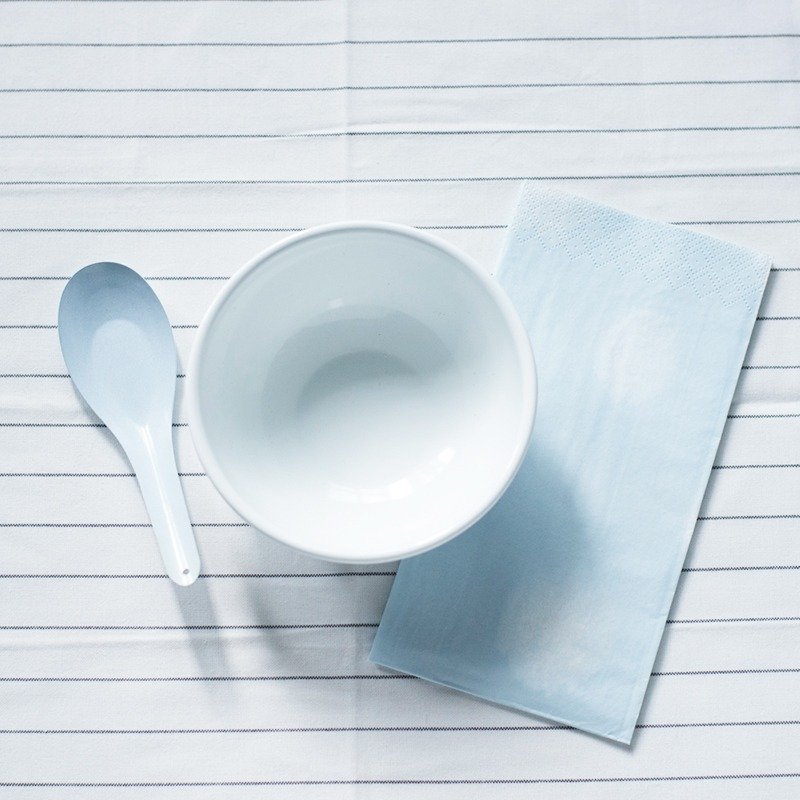 ::圣诞快乐::缤纷派对组 :白色小碗＋粉蓝短汤匙 - 茶具/茶杯 - 珐琅 白色