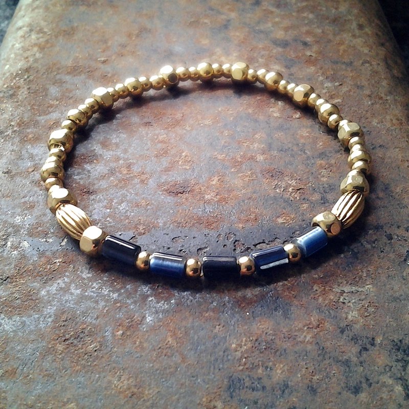 EF黄铜手链流金岁月NO.29蓝色猫眼石(仅三条) - 手链/手环 - 其他材质 蓝色