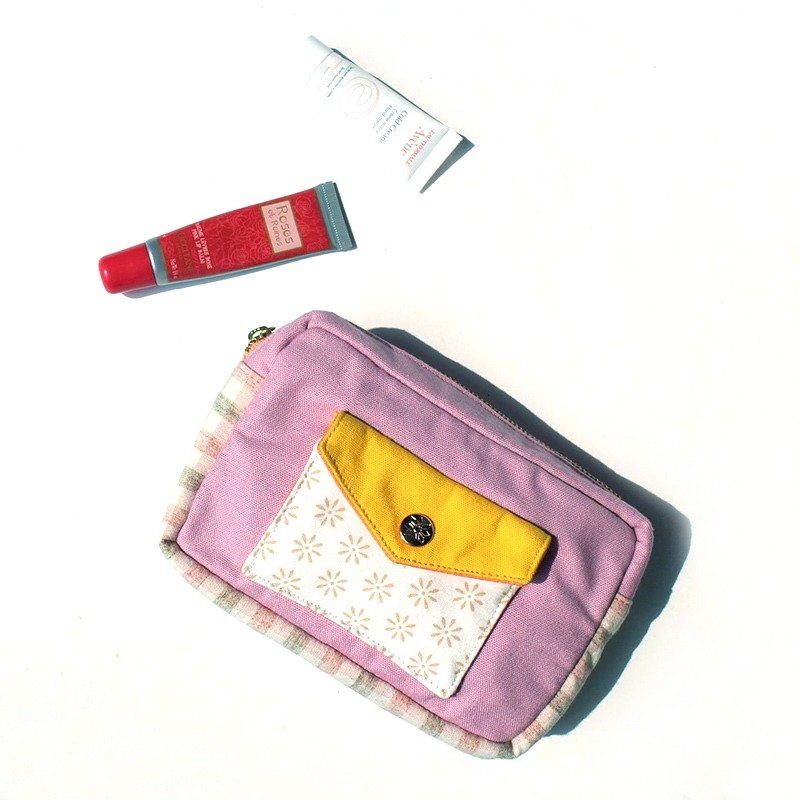 四季更迭布包系列：春樱 / 化妆包 / 杂物包 (大) / 小相机包 - 化妆包/杂物包 - 其他材质 粉红色