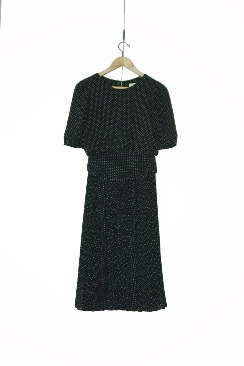 恰丸与猫♫~黄金年代经典水玉极品洋装 - 洋装/连衣裙 - 其他材质 黑色